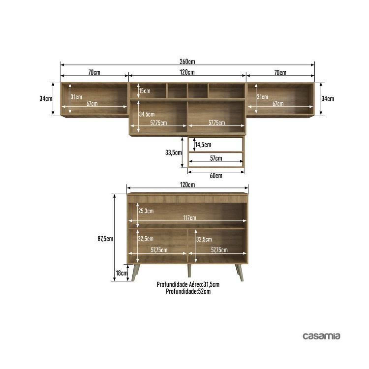 Cozinha Compacta 5 Peças 6 Portas 2 Nichos Porta Tempero One