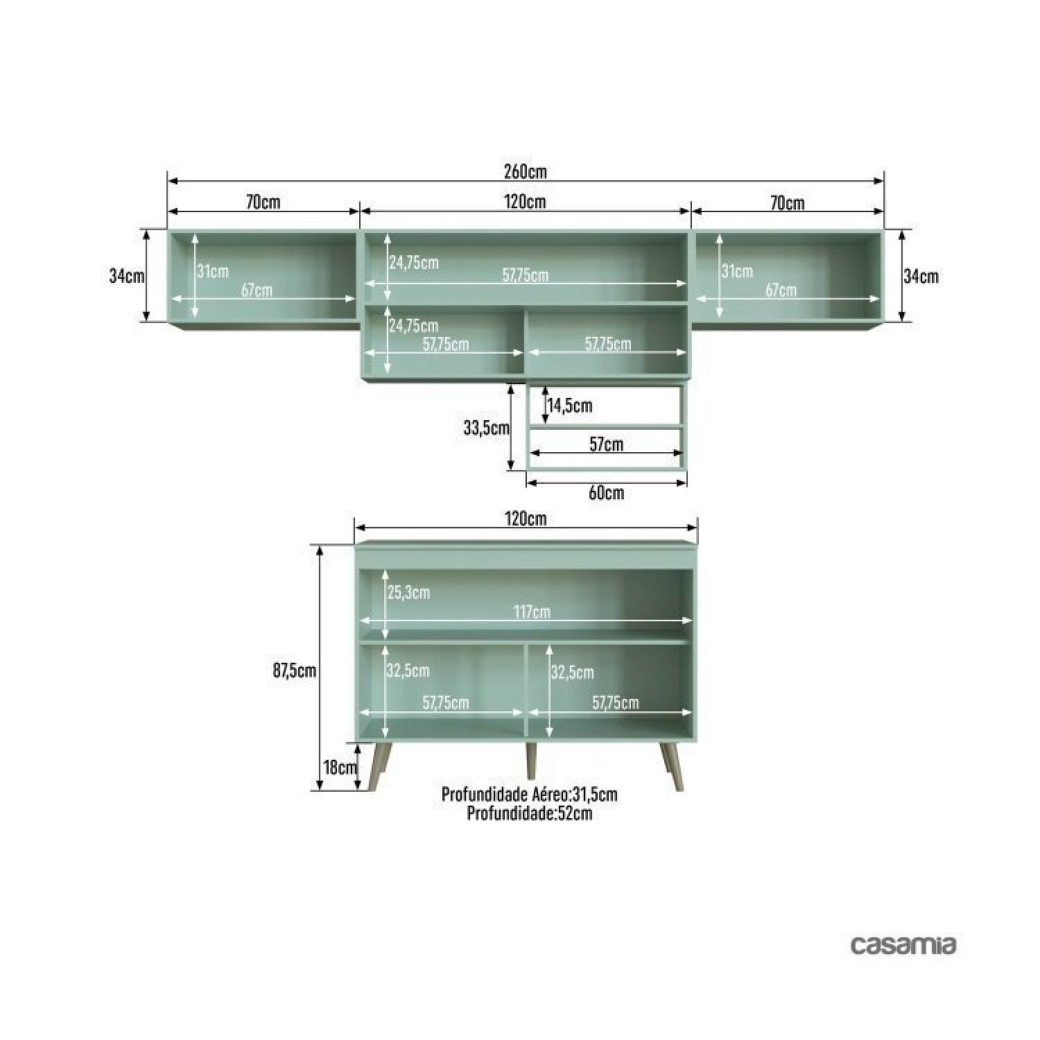 Cozinha Compacta 5 Peças 6 Portas 2 Nichos Porta Tempero One Gralar - 3