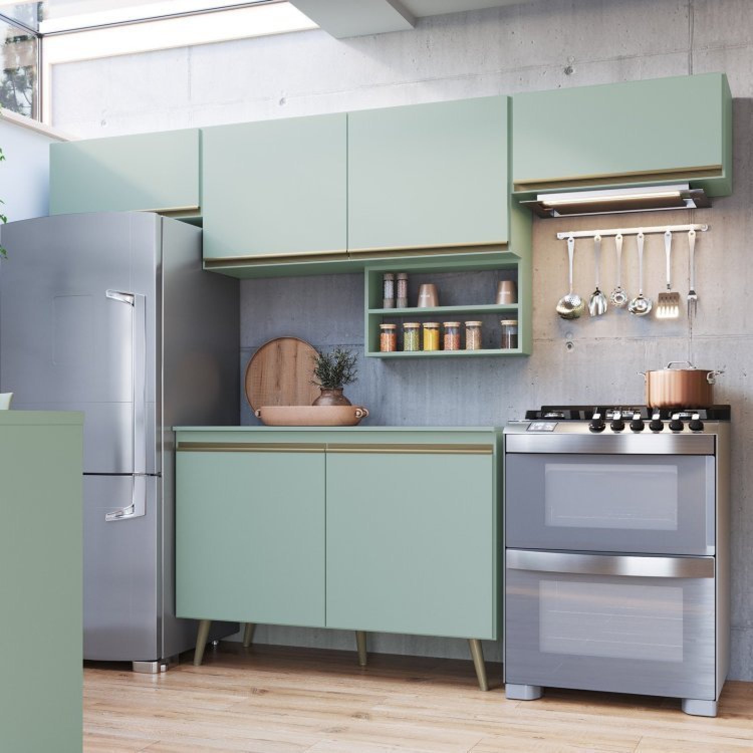 Cozinha Compacta 5 Peças 6 Portas 2 Nichos Porta Tempero One Gralar - 1