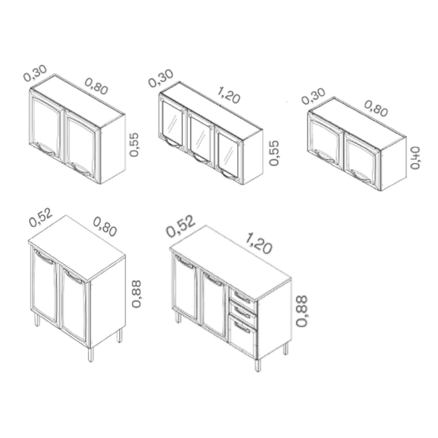 Cozinha Compacta em Aço 5 Peças 12 Portas 2 Gavetas em Aço New Premium - 4