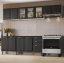 Ver imagem 1 de Cozinha Modulada em Aço 5 Peças 12 Portas 2 Gavetas em Aço New Premium Itatiaia Cinza/Grafite