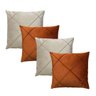 Kit 4 Capas de Almofada Veludo Drapeada Quadrada Terracota e Bege - 1