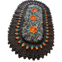 Ver imagem 1 de Tapete de Luxo Crochê Artesanal Preto com Flor