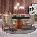 Ver imagem 1 de Conjunto Sala de Jantar Mesa Gênova 130cm Tampo Redondo Vidro Preto com 6 Cadeiras Ra