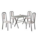 Ver imagem 2 de Conjunto de Mesa Tubular 100x60cm Tampo em Granito com 4 Cadeiras Lívia Prata/Botanic Bege/Mart