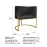 Kit Divã Luna 160cm Lado Esquerdo e 02 Poltronas Base de Ferro Dourado Suede Adj Decor Preto - 5