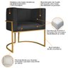 Kit Divã Luna 160cm Lado Esquerdo e 02 Poltronas Base de Ferro Dourado Suede Adj Decor Preto - 6