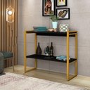 Ver imagem 1 de Aparador Ísis Industrial com Prateleira Mdf e Ferro Elegante - Dourado/preto
