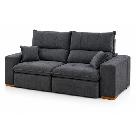 Sofá Thor Retrátil e Reclinável com Molas Ensacadas e Pillow Top de 18cm:Veludo Grafite/1,90