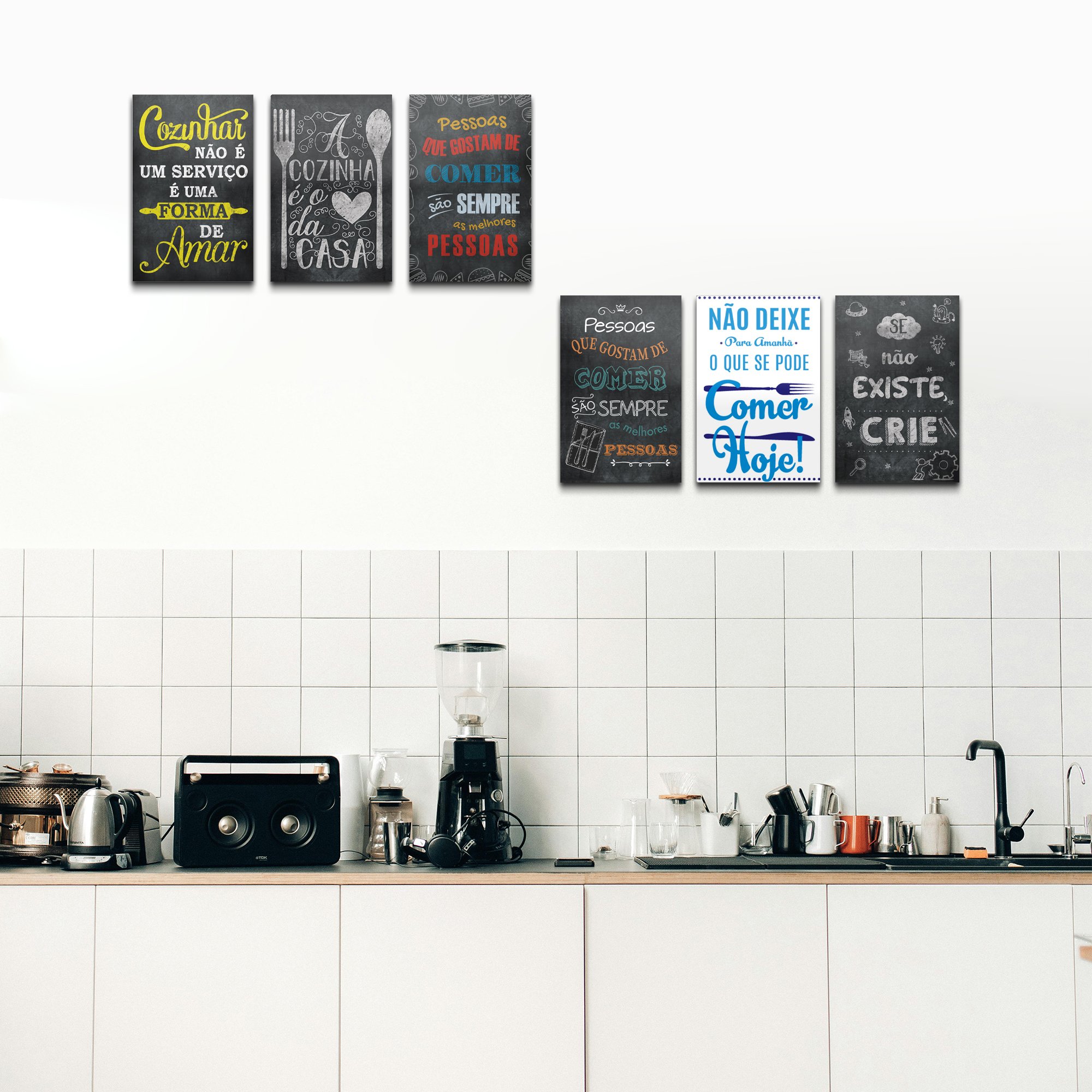 Kit 6 Placas Frases para Cozinha - Decorativas Mdf 19x28,5 | MadeiraMadeira
