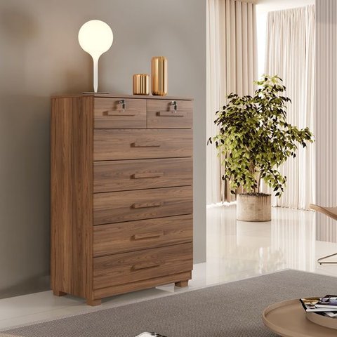 Comoda 7 Gavetas Reforçada Barcelona Castanho Benetil