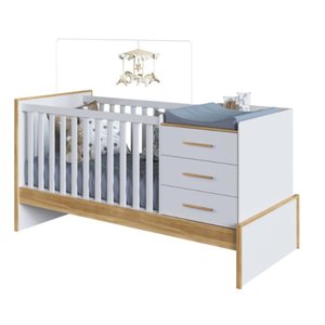 Berço Peroba Beni Multifuncional 5 em 1 Mdf Branco Amêndoa