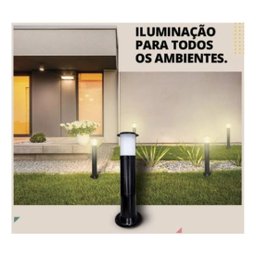 Kit 10 Poste Balizador Luminária Casa Sítio Jardim 35cm Preto + Lâmpada - 2