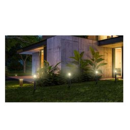Kit 10 Poste Balizador Luminária Casa Sítio Jardim 35cm Preto + Lâmpada - 5