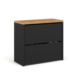 Sapateira Mel com 2 Portas Basculantes para Quarto ou Hall de Entrada - Preto com Freijó - 6