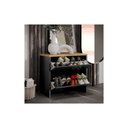 Ver imagem 3 de Sapateira Mel com 2 Portas Basculantes para Quarto ou Hall de Entrada - Preto com Freijó