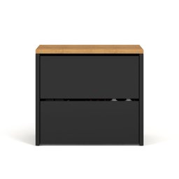 Sapateira Mel com 2 Portas Basculantes para Quarto ou Hall de Entrada - Preto com Freijó - 5