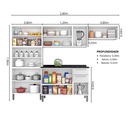 Ver imagem 3 de Cozinha Modulada Compacta em Aço 4 Peças 13 Portas 2 Gavetas Paneleiro Duplo Tarsila Itatiaia Branco