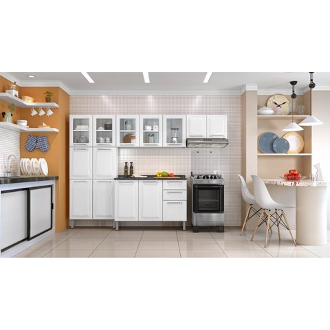 Cozinha Modulada Compacta em Aço 4 Peças 13 Portas 2 Gavetas Paneleiro Duplo Tarsila Itatiaia 