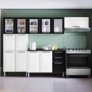 Cozinha Compacta em Aço 4 Peças 13 Portas 2 Gavetas Paneleiro Duplo em Aço Tarsila Itatiaia