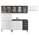 Ver imagem 2 de Cozinha Modulada Compacta em Aço 4 Peças 13 Portas 2 Gavetas Paneleiro Duplo Tarsila Itatiaia Preto/Branco
