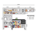 Ver imagem 3 de Cozinha Modulada Compacta em Aço 4 Peças 13 Portas 2 Gavetas Paneleiro Duplo Tarsila Itatiaia Preto/Branco