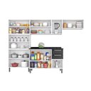 Ver imagem 5 de Cozinha Modulada Compacta em Aço 4 Peças 13 Portas 2 Gavetas Paneleiro Duplo Tarsila Itatiaia Preto/Branco