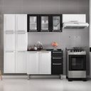 Ver imagem 1 de Cozinha Compacta Modulada em Aço 4 Peças 13 Portas 2 Gavetas Paneleiro Duplo em Aço Luce Itatiaia Preto/Branco