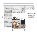 Ver imagem 4 de Cozinha Compacta Modulada em Aço 4 Peças 13 Portas 2 Gavetas Paneleiro Duplo em Aço Luce Itatiaia Preto/Branco