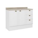 Ver imagem 1 de Balcão de Cozinha C/ Tampo Bella 2608 C/ 2 Portas e 3 Gavetas 120cm Branco - Carraro