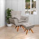 Ver imagem 7 de Poltrona Decorativa Base Giratória em Madeira Charger Suede Nude G19 - Gran Belo
