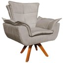 Ver imagem 1 de Poltrona Decorativa Base Giratória em Madeira Charger Suede Nude G19 - Gran Belo
