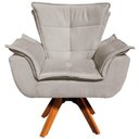Ver imagem 3 de Poltrona Decorativa Base Giratória em Madeira Charger Suede Nude G19 - Gran Belo