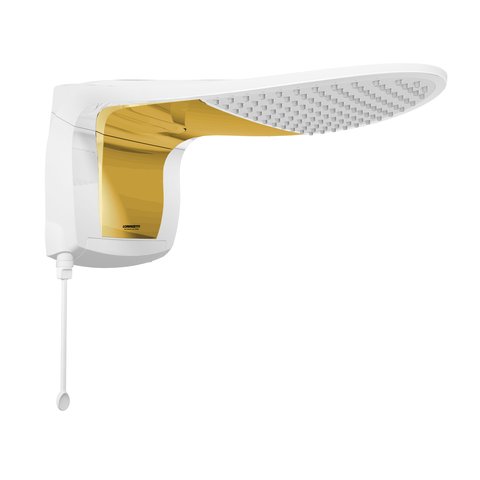 Chuveiro Acqua Wave | Branco com Dourado- 220v