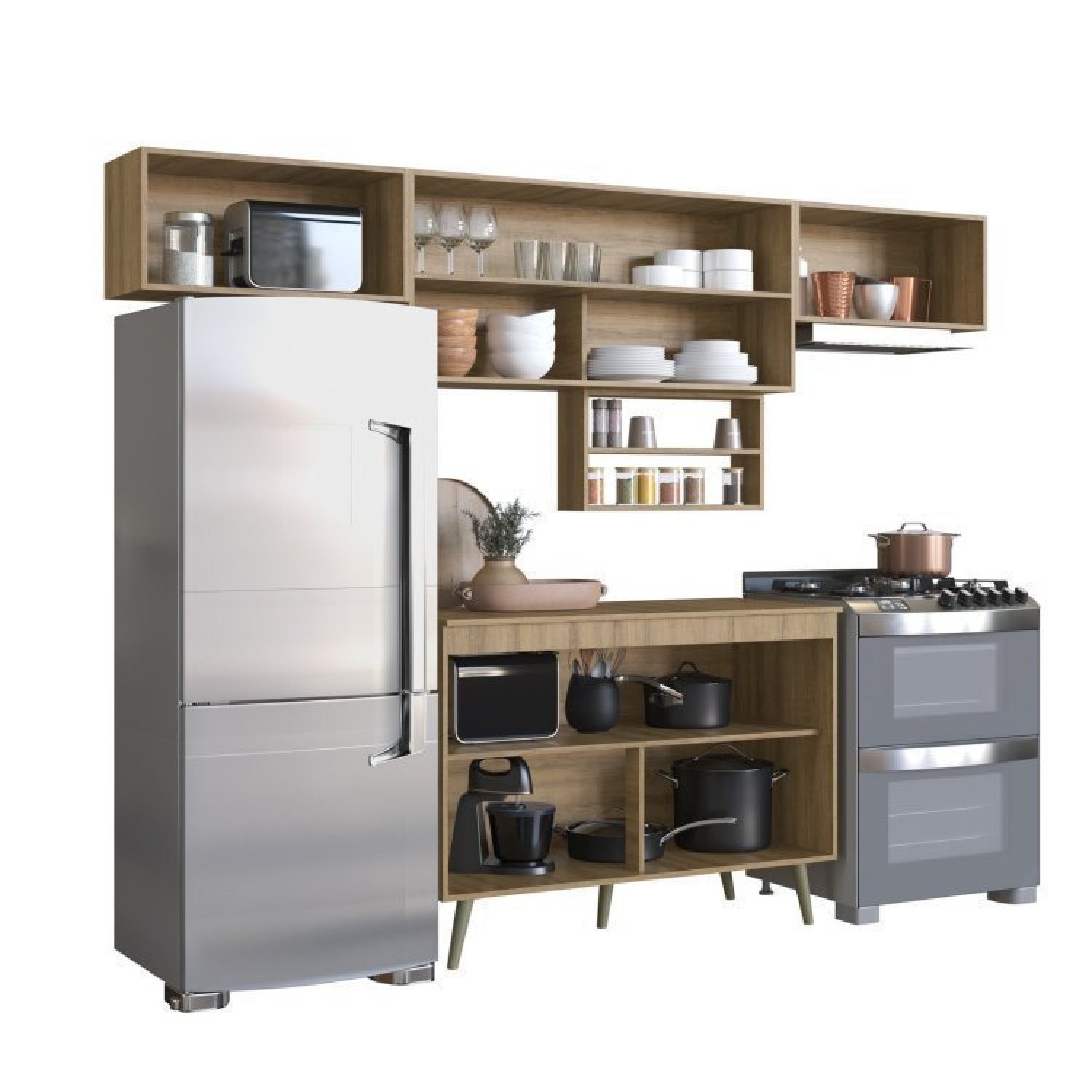 Cozinha Compacta 5 Peças 6 Portas 2 Nichos Porta Tempero One  - 5