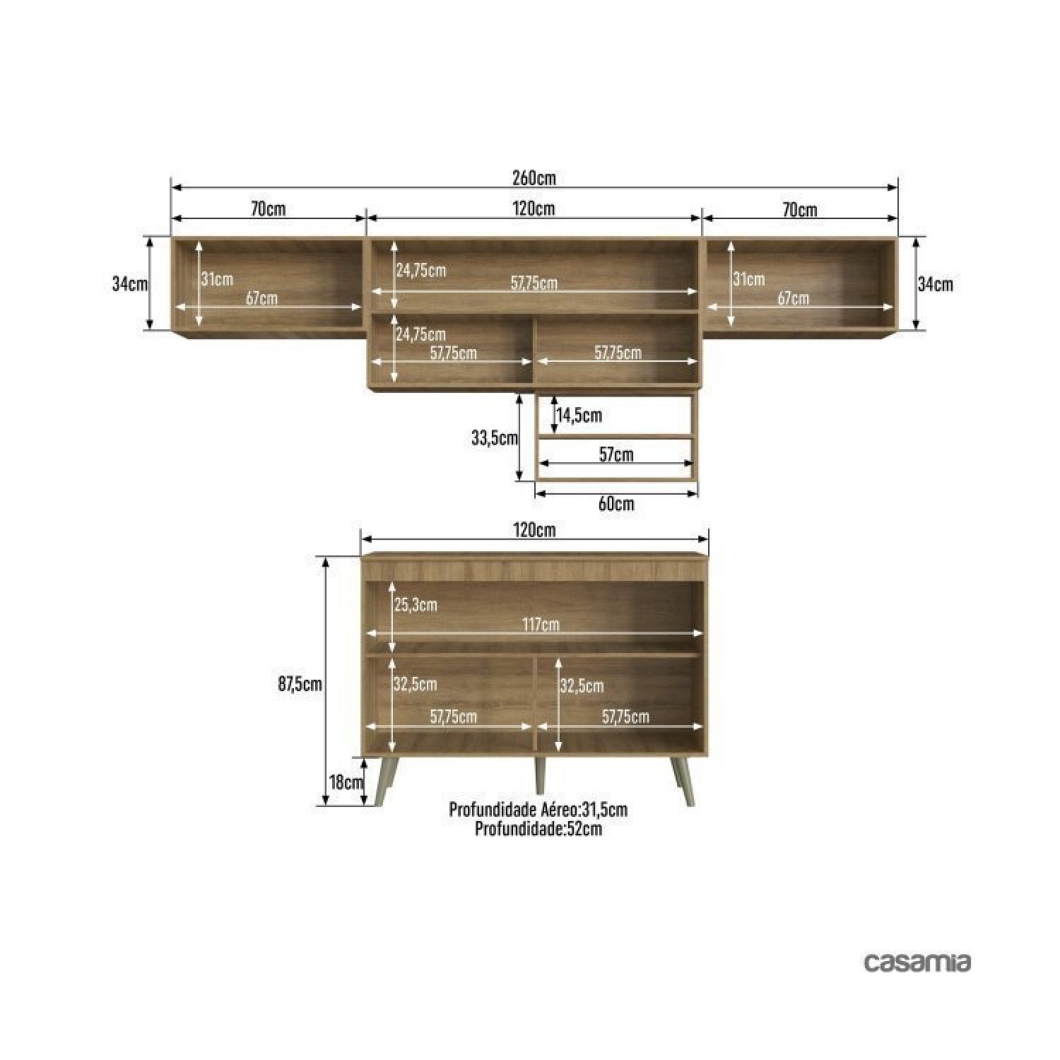 Cozinha Compacta 5 Peças 6 Portas 2 Nichos Porta Tempero One  - 3