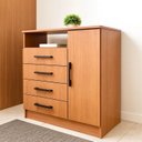 Ver imagem 5 de Cômoda para Quarto 4 Gavetas 1 Porta e Nicho Marrom/Freijó