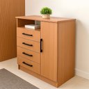 Ver imagem 6 de Cômoda para Quarto 4 Gavetas 1 Porta e Nicho Marrom/Freijó