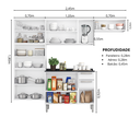 Ver imagem 4 de Cozinha Completa Modulada 4 Peças em Aço com Paneleiro e Balcão com Tampo Luce Itatiaia Branco