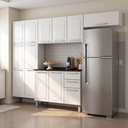 Ver imagem 1 de Cozinha Completa Modulada 4 Peças em Aço com Paneleiro e Balcão com Tampo Luce Itatiaia Branco