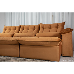 Sofá Retrátil e Reclinável Ipanema 2,10m em Tecido Veludo C/ 03 Módulos - Montagem Inclusa:terracota - 5