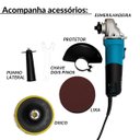 Ver imagem 4 de Esmerilhadeira Lixadeira Angular 4.1/2 com Disco e Lixa 115mm 820w Rolamentada 220v Importway Iweald