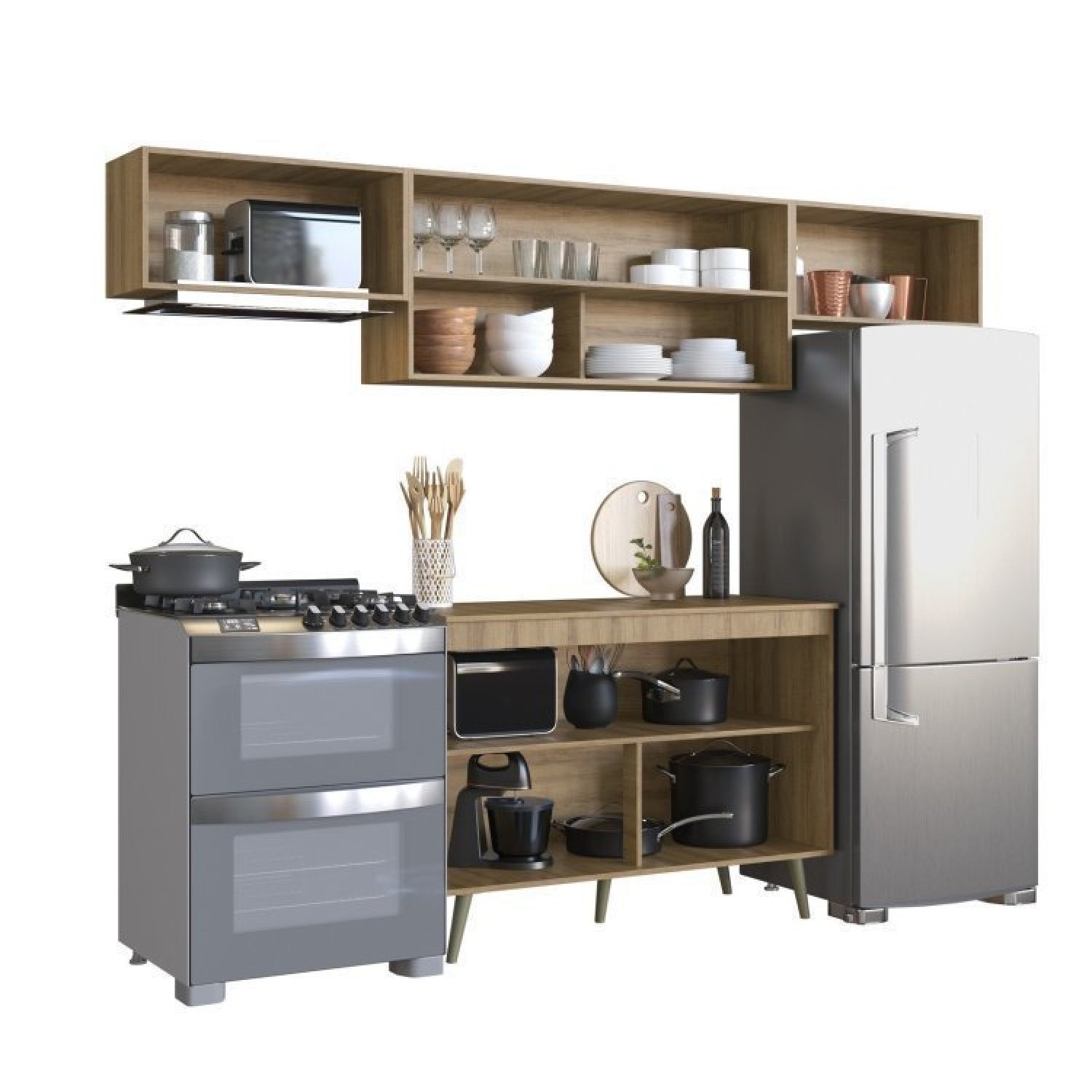 Cozinha Compacta 4 Peças 6 Portas 2 Prateleiras One  - 4
