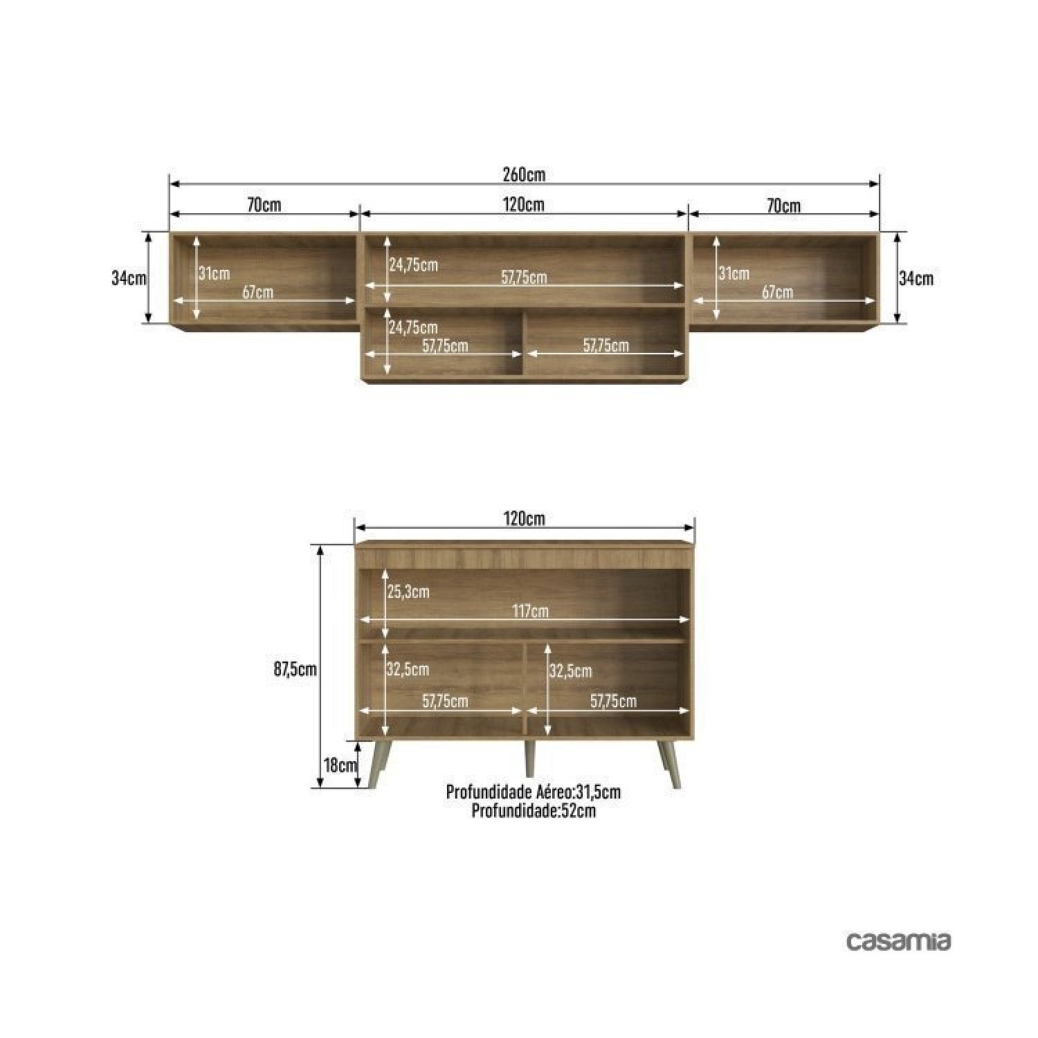 Cozinha Compacta 4 Peças 6 Portas 2 Prateleiras One  - 5