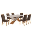 Ver imagem 2 de Conjunto Mesa de Jantar com 6 Cadeiras Texas MDF/Vidro Off White Marrom