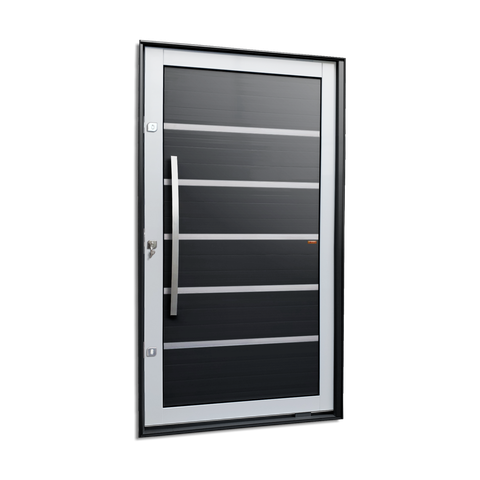 Porta Pivotante Alumínio Lambril Premium c/Pux.e.Elite Mix Preto 240x150 Brimak