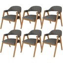 Ver imagem 1 de Kit 6 Cadeiras de Jantar e Estar Living Estofada Nadja L02 Linho Mescla Chumbo - Lyam Decor