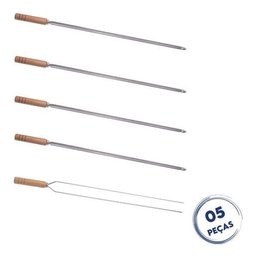 Kit 5 Espetos para Churrasco 85cm Aço Inox Kort - 2