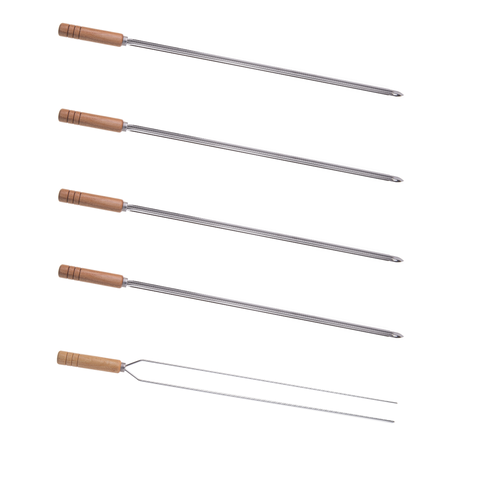 Kit 5 Espetos para Churrasco 85cm Aço Inox Kort