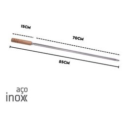 Kit 5 Espetos para Churrasco 85cm Aço Inox Kort - 4